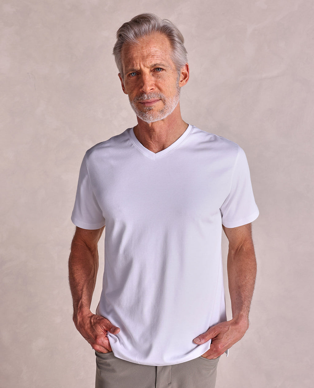 The Luxe Supima - V-Neck SS Tee - White